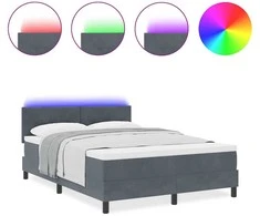 LED Čiužinio Lova Tamsiai pilka 140 x 190 cm Aksomas
