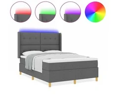 Kiemas lova su LED juostelėmis Pilka 140 x 200 cm audinys