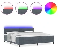 LED Čiužinio Lova Tamsiai pilka 200 x 200 cm Aksomas