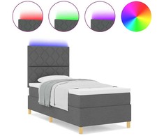 LED Čiužinio Lova Tamsiai pilka 90 x 190 cm audinys