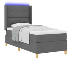 Kiemas lova su LED juostelėmis Pilka 90 x 190 cm audinys