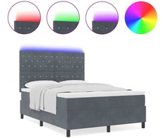 LED Čiužinio Lova Tamsiai pilka 140 x 190 cm Aksomas