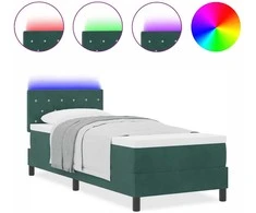 LED Čiužinio Lova su čiužiniu Tamsiai žalia 80 x 200 cm Aksomas