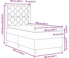 LED Čiužinio Lova su galvūgalio Tortora 100 x 200 cm audinys