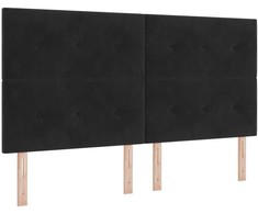 Kiemas lova su galvūgalio Juoda 200 x 180 cm Aksomas
