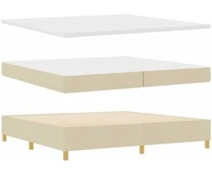 Kiemas lova su čiužiniu Kreminė 200 x 200 cm audinys