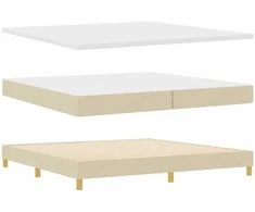 Kiemas lova su čiužiniu Kreminė 200 x 200 cm audinys