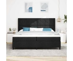 Kiemas lova su čiužiniu Juodas 200 x 200 cm audinys