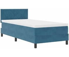 Kiemas lova su čiužiniu Tamsiai mėlyna 90 x 200 cm Aksomas