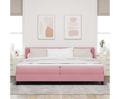 Kiemas lova su galvūgalio Rožinė 200 x 200 cm Aksomas