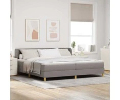 Kiemas lova su čiužiniu Taupe 200 x 200 cm audinys