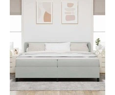 Kiemas lova su čiužiniu Šviesiai pilka 200 x 200 cm Aksomas