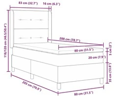 Kiemas lova su galvūgalio Šviesiai pilka 80 x 200 cm Aksomas