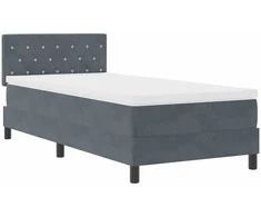 Kiemas lova su čiužiniu Tamsiai pilka 90 x 200 cm Aksomas