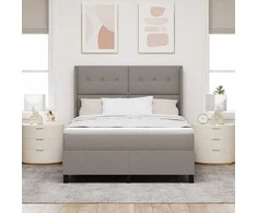 Kiemas lova su čiužiniu Taupe 190 x 140 cm audinys