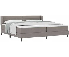 Kiemas lova su čiužiniu Taupe 200 x 200 cm audinys