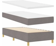 Kiemas lova su čiužiniu su galvūgalio Taupe 90 x 190 cm audinys