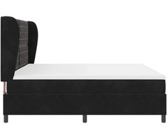 Kiemas lova su čiužiniu Juodas 200 x 200 cm Aksomas