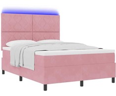 LED Čiužinio Lova su galvūgalio Rožinė 140 x 190 cm Aksomas