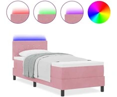 LED Čiužinio Lova su čiužiniu su LED Rožinė 80 x 200 cm Aksomas