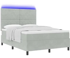 LED Čiužinio Lova Šviesiai pilka 160 x 200 cm Aksomas