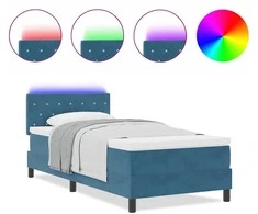 LED Čiužinio Lova Tamsiai mėlyna 90 x 190 cm Aksomas