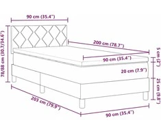 LED Čiužinio Lova Šviesiai pilka 90 x 200 cm Aksomas