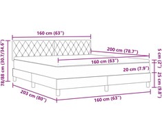 LED Čiužinio Lova su čiužiniu su LED Juoda 160 x 200 cm Aksomas