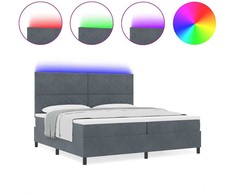 LED Čiužinio Lova Tamsiai pilka 200 x 200 cm Aksomas