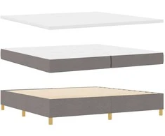 Kiemas lova su čiužiniu Taupe 200 x 200 cm audinys