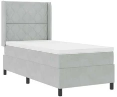 Kiemas lova su galvūgalio Šviesiai pilka 90 x 200 cm Aksomas