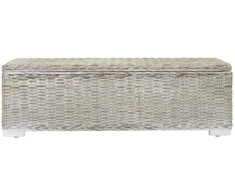 Daiktadėžė, balta, 110cm, Kubu ratanas ir raudonmedžio masyvas