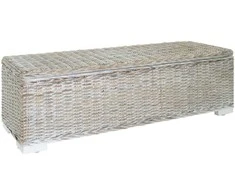 Daiktadėžė, balta, 110cm, Kubu ratanas ir raudonmedžio masyvas