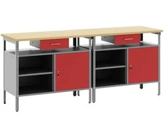 Darbastalio komplektas 2 pcs Raudona ir pilka 200 x 55 x 85 cm