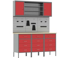 Darbo spinta 7 pcs Raudona Inžinerinė mediena ir plienas