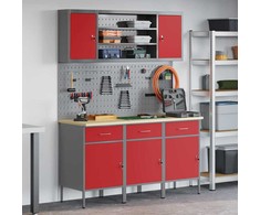 Darbo spinta 7 pcs Raudona Inžinerinė mediena ir plienas
