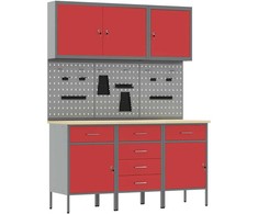 Darbo spinta 8 pcs Raudona Inžinerinė mediena ir plienas