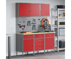 Darbo spinta 8 pcs Raudona Inžinerinė mediena ir plienas