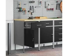 Darbo spinta su stalčių 2 pcs Juoda ir pilka 100 x 55 x 85 cm