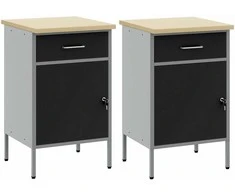 Darbo spinta su stalčių 2 pcs Juoda ir pilka 100 x 55 x 85 cm