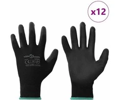 Darbo pirštinės 12 pcs Juoda 11 / XXL Poliesteris