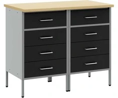Darbo spinta su stalčių 2 pcs Juoda ir pilka 100 x 55 x 85 cm