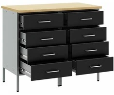 Darbo spinta su stalčių 2 pcs Juoda ir pilka 100 x 55 x 85 cm