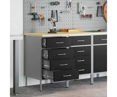 Darbo spinta su stalčių 2 pcs Juoda ir pilka 100 x 55 x 85 cm