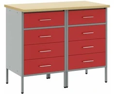 Darbo spinta su stalčių 2 pcs Raudona ir pilka 100 x 55 x 85 cm