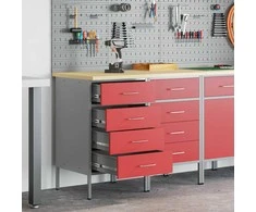 Darbo spinta su stalčių 2 pcs Raudona ir pilka 100 x 55 x 85 cm