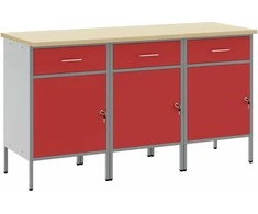 Darbo spinta 3 vnt. Raudona ir pilka 150 x 55 x 85 cm