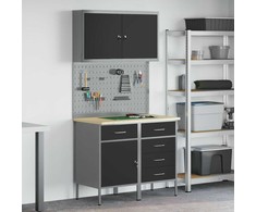 Darbo spinta 5 pcs Juoda Inžinerinė mediena ir plienas