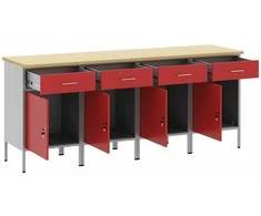 Darbo spinta 4 vnt. Raudona ir pilka 200 x 55 x 85 cm