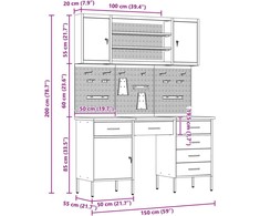 Darbo spinta 8 pcs Raudona Inžinerinė mediena ir plienas